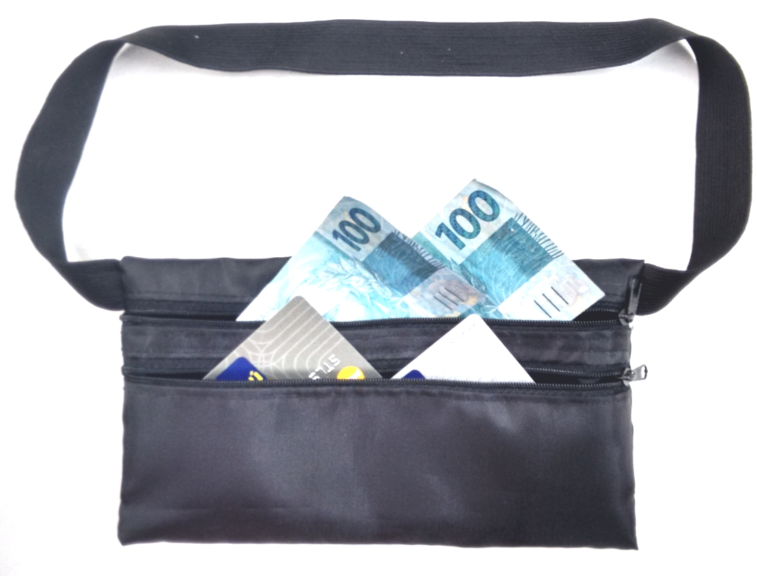Doleira ou pochete interna para guardar dinheiro e documentos